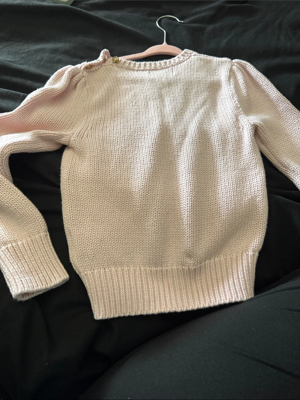 Little girls Ralph Lauren Light Pink Flag Intarsia Crewneck Sweater